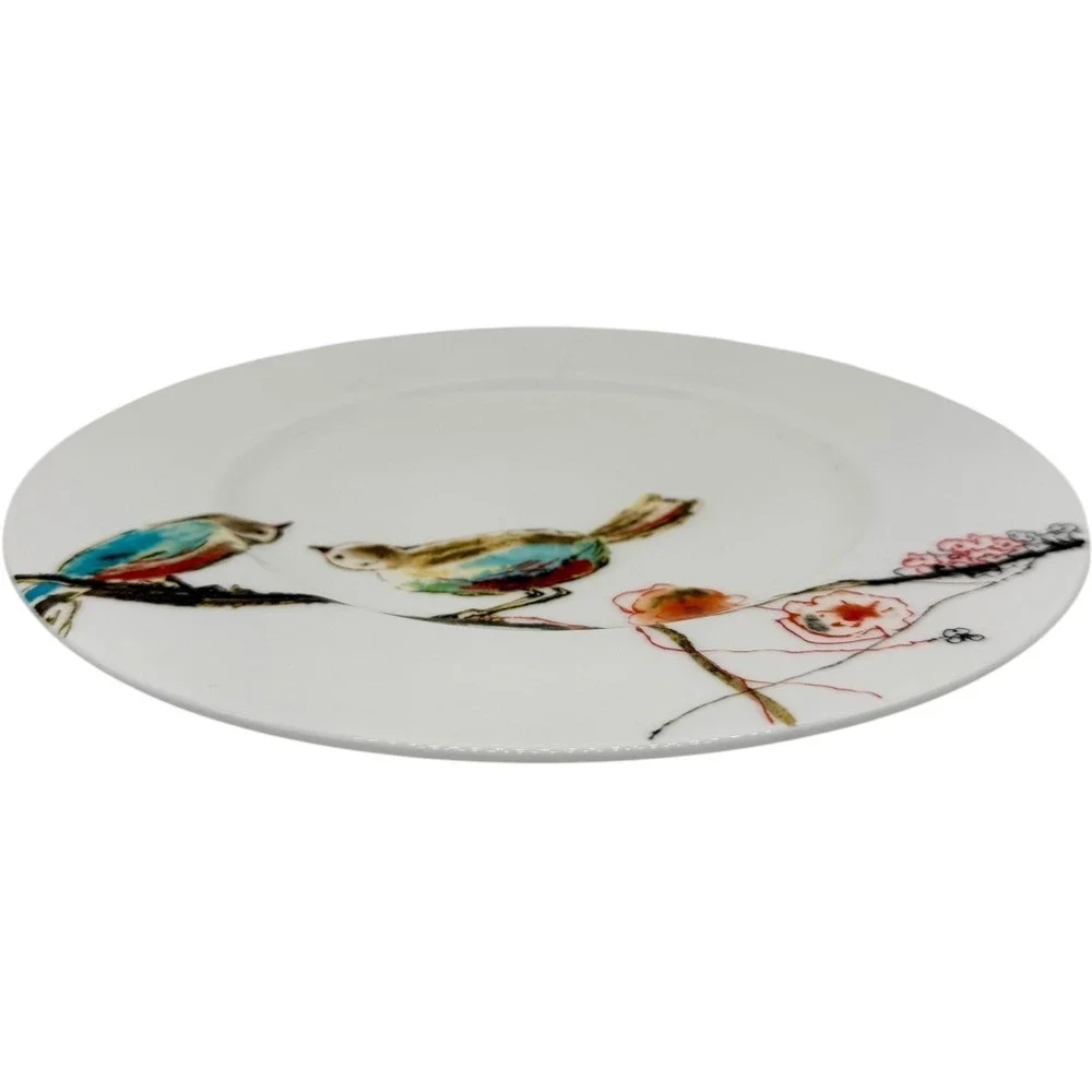 Lenox Chirp Accent Plate 9 Inch‎ Fine Bone China Bird Floral White